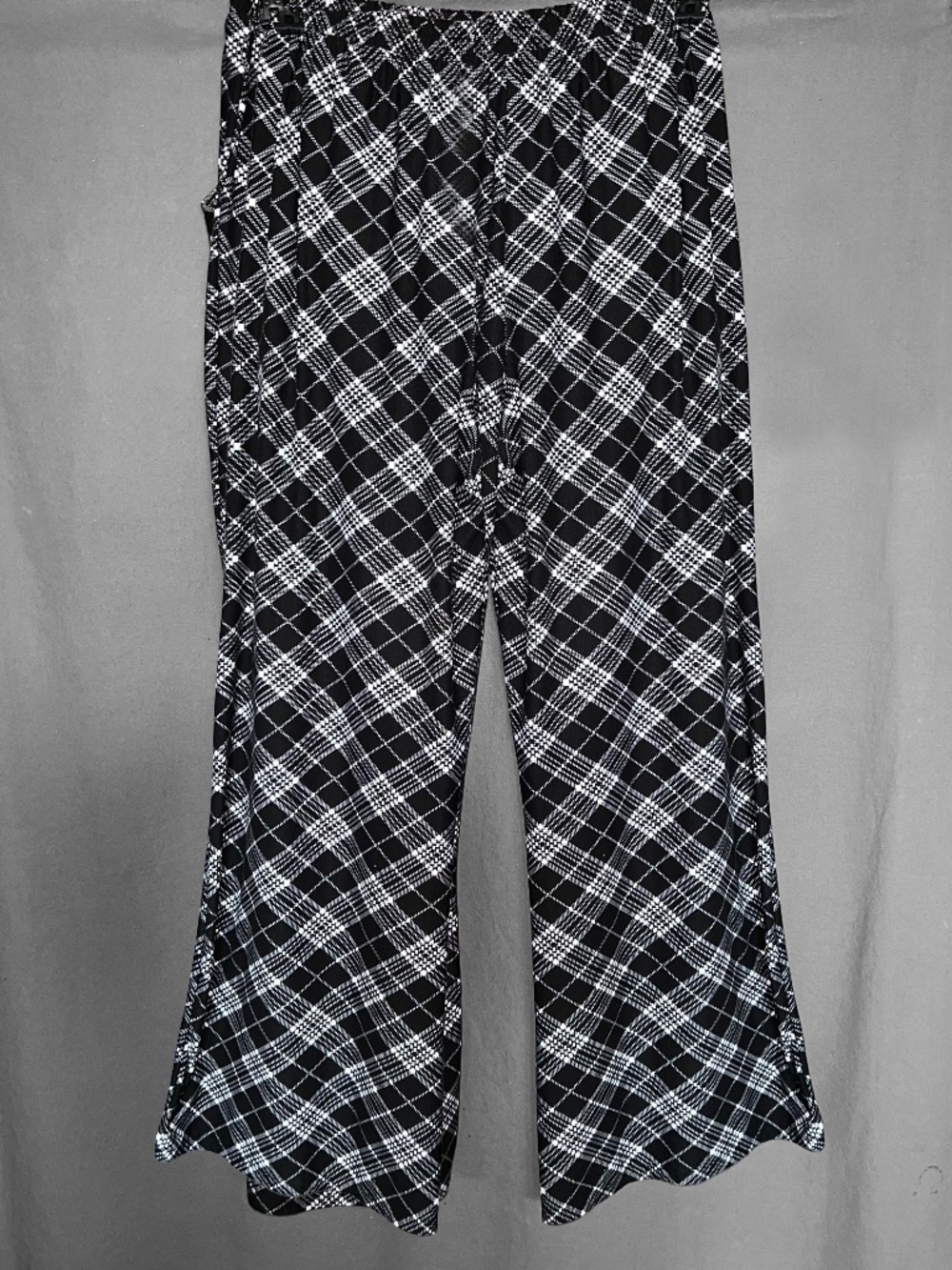 Black & White Plaid Wide Leg Pants